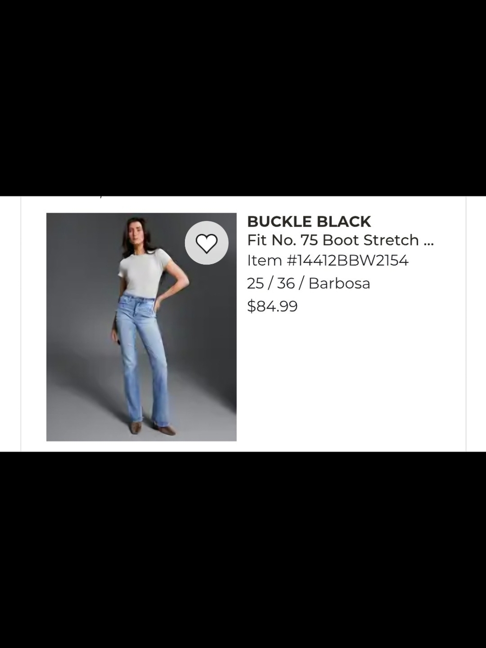 Buckle Black Light Blue Boot-Cut Jeans 25x36 Extra Long XL